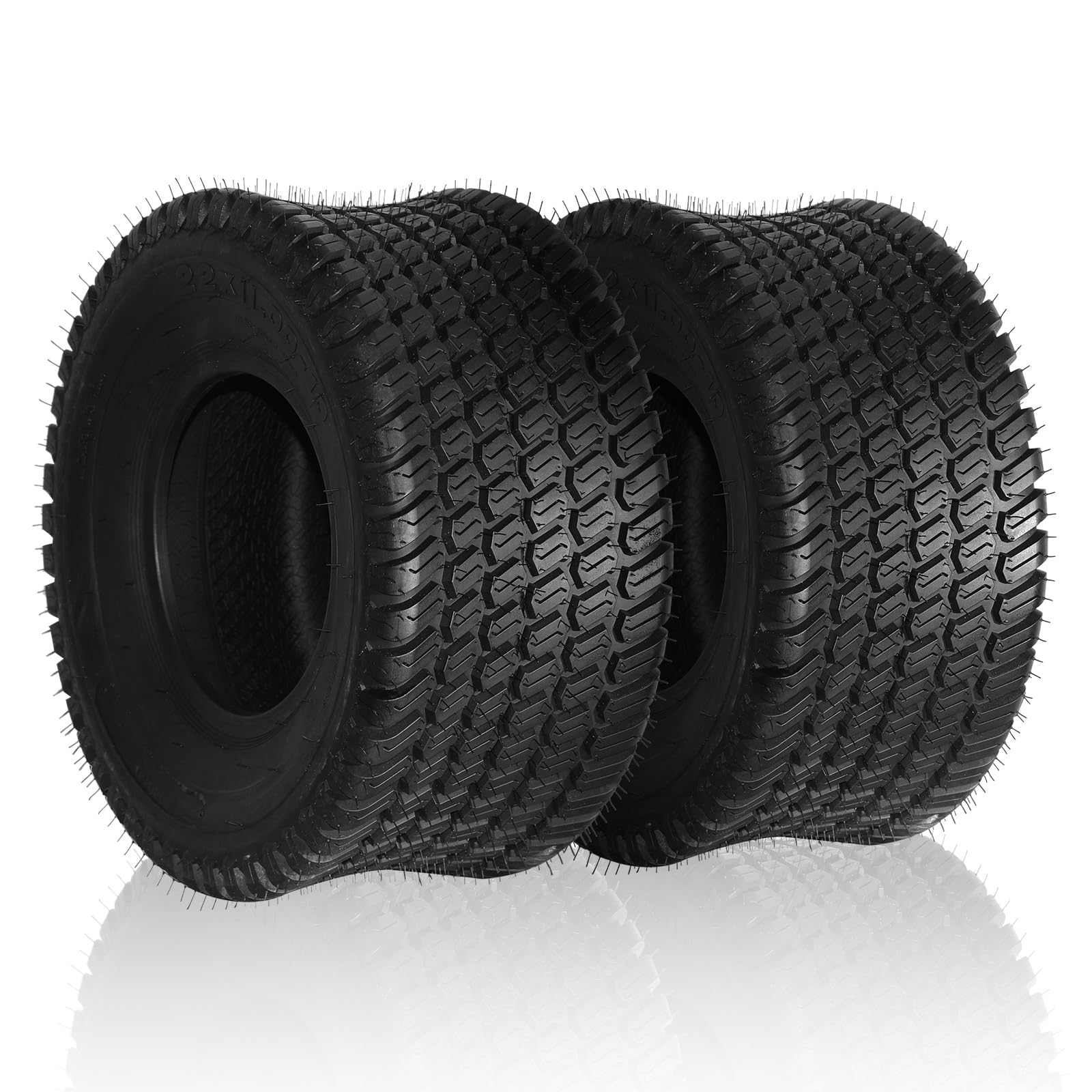 Parts-Diyer 22x11.00-10 Lawn Mower Tires 22x11.00x10 Tractor Turf Tire 22x11.00-10 NHS Tires 4PR Ply Tubeless Set of 2 Image