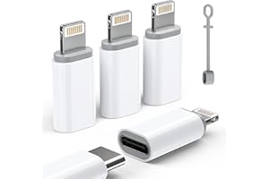 MFi Certified USB C to Lightning Adapter 4-Pack, 27W Fast Charging & Data Sync, Lightning to USB Type C Cable Adapter Compati