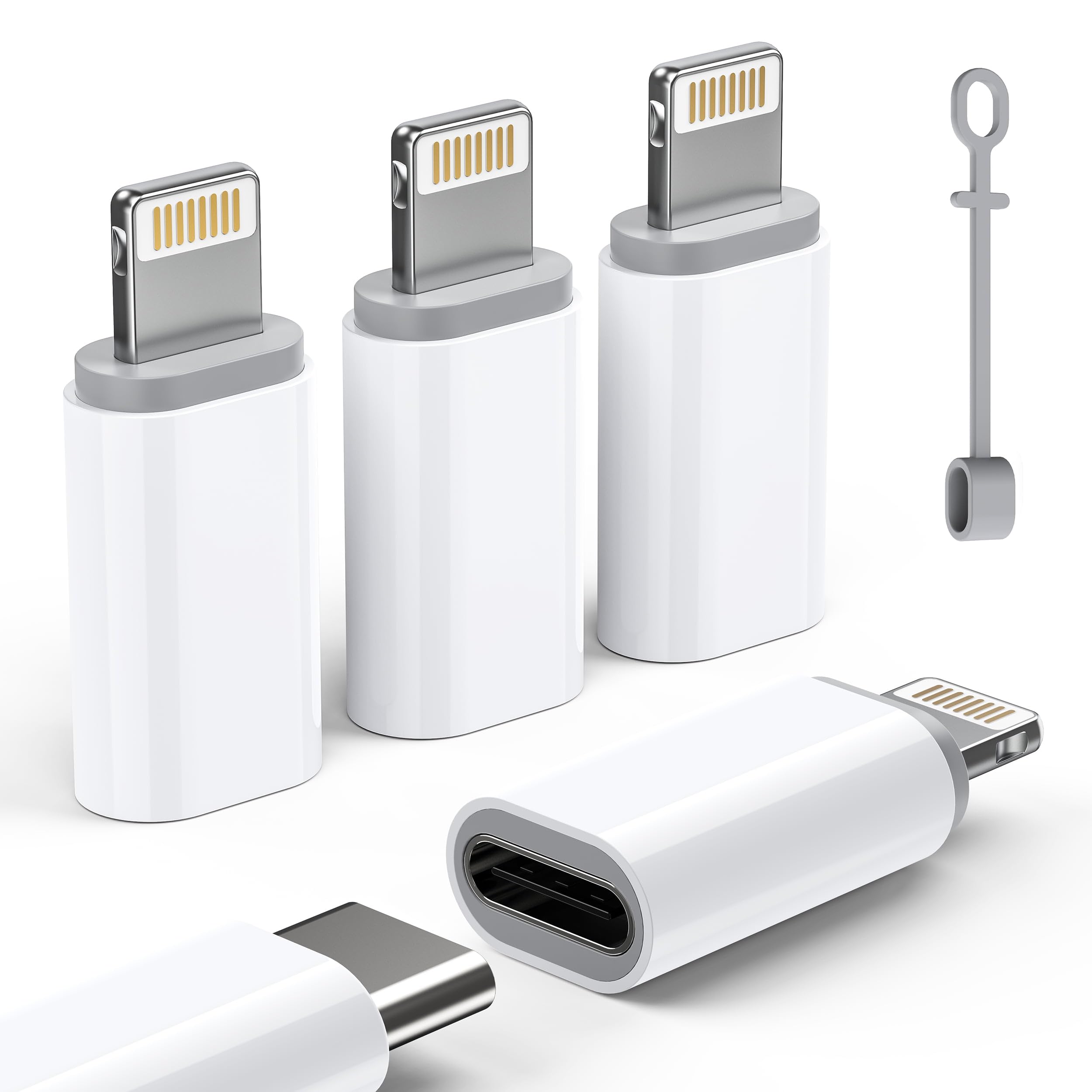 Photo 1 of (only 2)***PARTS ONLY***MFi Certified USB C to Lightning Adapter 4-Pack, 27W Fast Charging & Data Sync, Lightning to USB Type C Cable Adapter Compatible with iPhone 14/13/12/Pro/Max, iPad, AirPods, with Anti-Loss Lanyard
