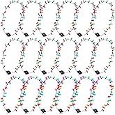Liliful 18 Pcs Christmas Light Necklace Bulk Holiday Light Up Necklaces 33 Inch LED Glow Bulb Battery Operated Necklace for Xmas Party Favors Gift Accessories, 3 Flashing Modes