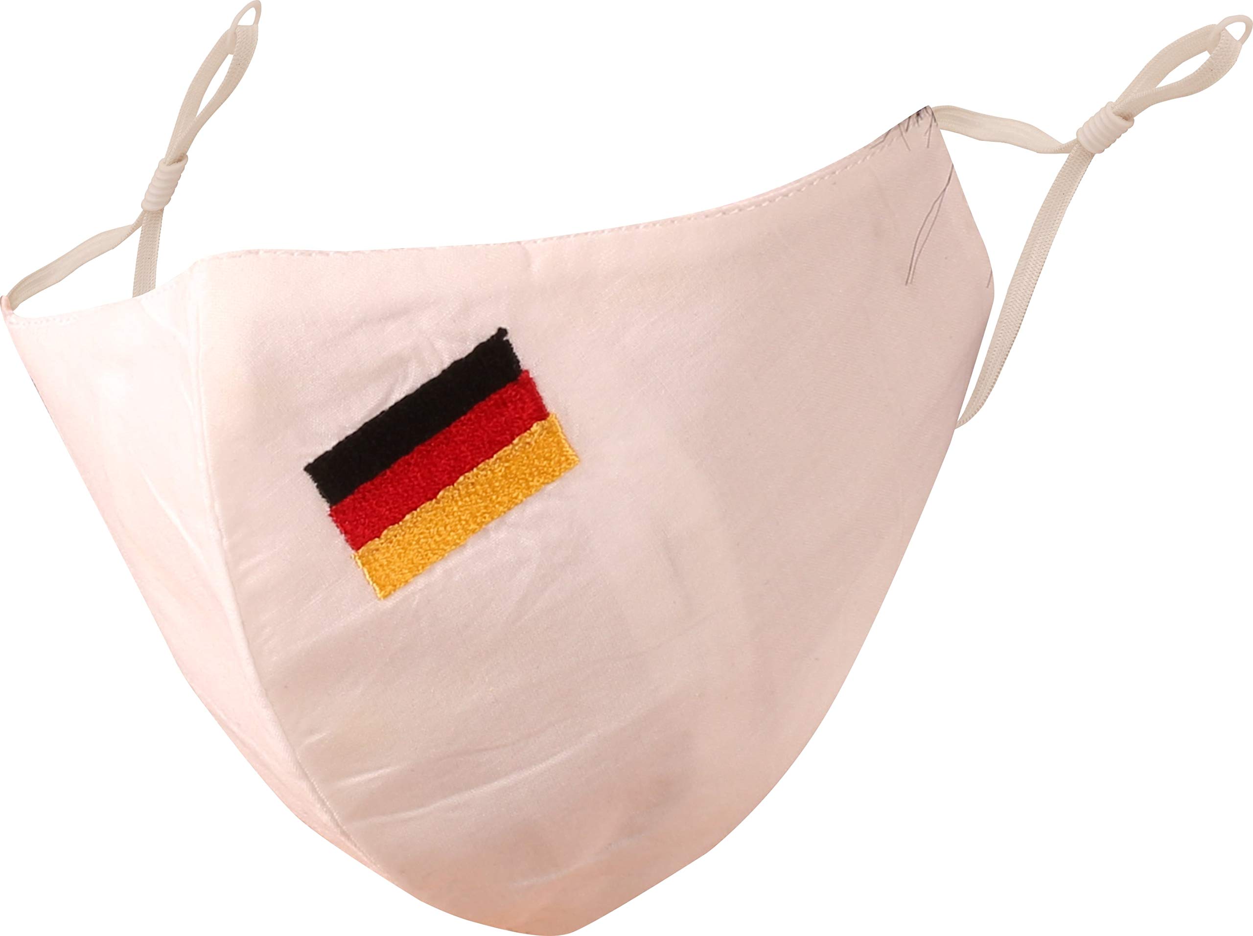 Touchstone Kids German Deutsch Flag embroidered 3 layer cotton face masks reusable machine washable adjustable for children. (Pack of 1). White — image 1