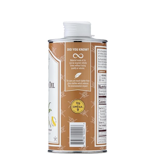 LA TOURANGELLE, ROASTED ALMOND OIL, ARTISANAL COOKING OIL RICH IN VITAMINS E, B, AND P, BAKE, COOK, AND WHISK INTO MARINADES AND VINAIGRETTES, 16.9 FL OZ