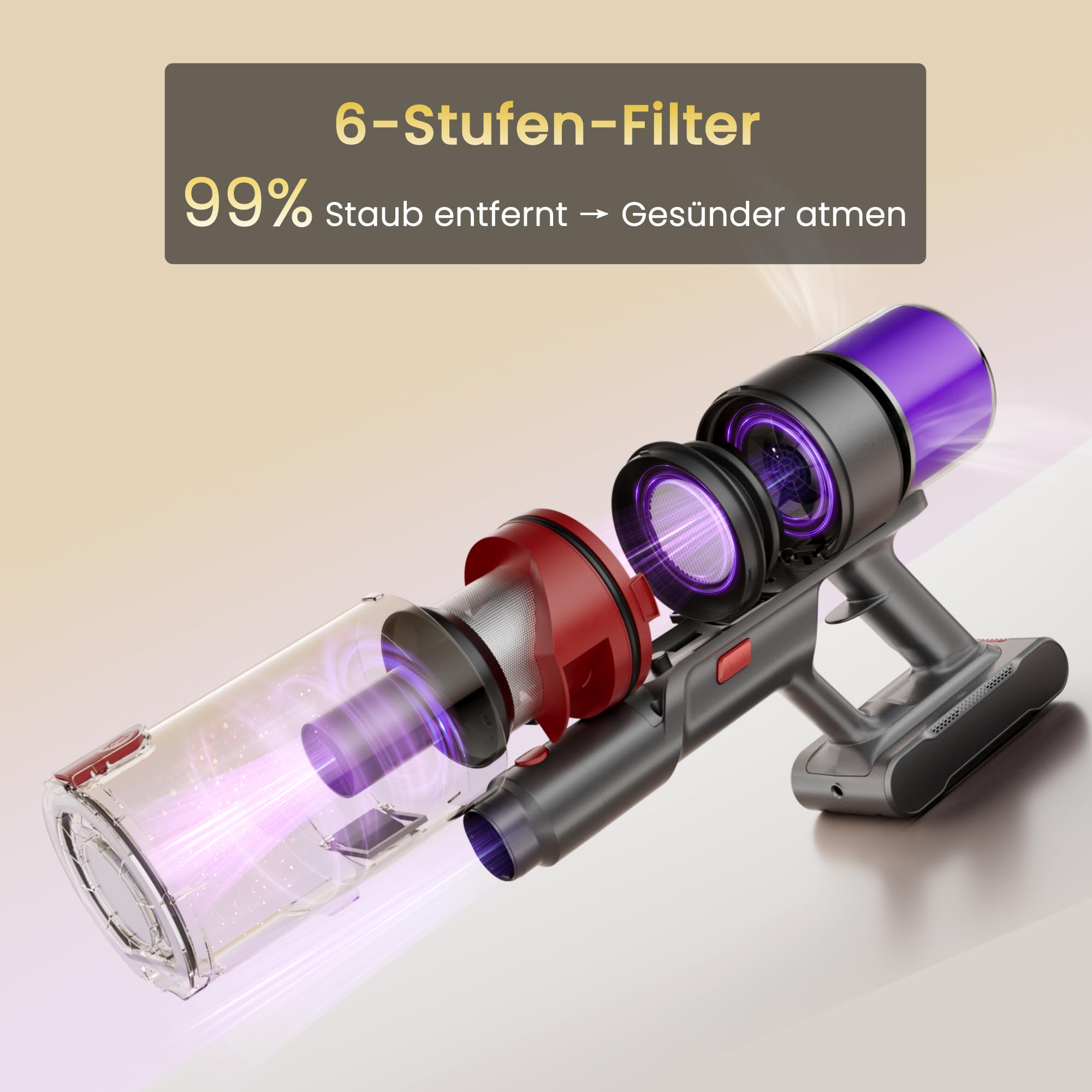 ISWEEPR X7 Akku Staubsauger 55Kpa/600W/80Min, Staubsauger Kabellos mit LED Display, Akkustaubsauger Selbstladender, Anti-Tangle-Bürste, Automatikmodus für Teppich Tierhaare Hartböden 9