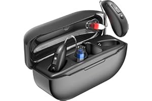 WLU Rechargeable Hearing Aids for Seniors with Moderate Hearing Loss, OTC Hearing Aids Hearing Amplifiers for Seniors with Noise Cancellation and Volume Control, Clear Sound Audífonos Para Sordos, Black