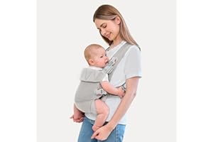 BABYPARK Newborn Carrier, Baby Carrier Newborn to Toddler, Ergonomic Baby Sling with Head Support,Light Grey
