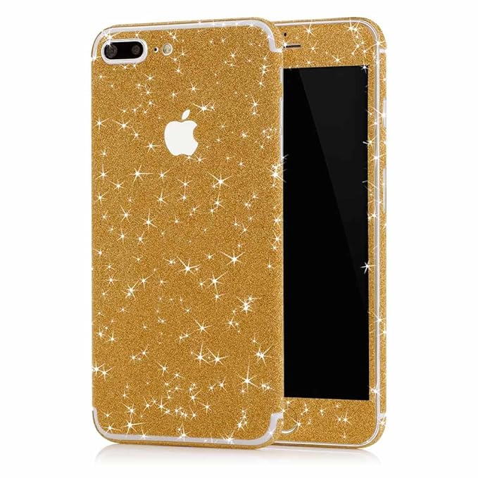 MC24 Glamour Skin Glitzerfolie für Apple iPhone 7 Plus in gold - Diamond Shine Klebefolie für die Vorder- und Rückseite