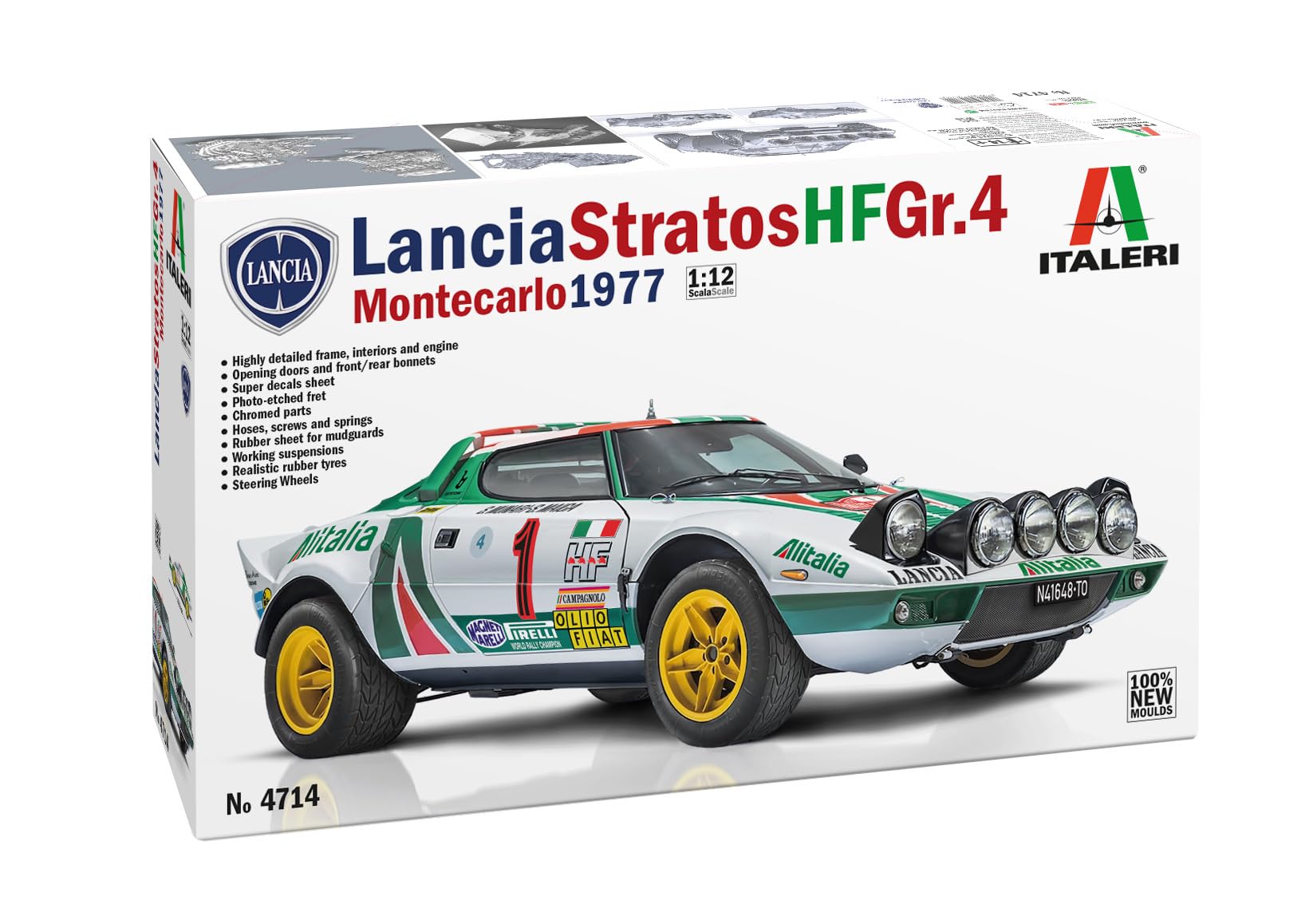 Italeri 4714 1:12 Lancia Stratos HF Size 4 Model Building Kit, Standing Model Building, Crafts, Hobby, Gluing, Plastic Kit, Detailed, Unpainted