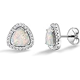 925 Sterling Silver Triangle White Opal Stud Earrings for Women, Dainty Geometric Opal Earrings, Silver Studs, Elegant Minimalist Jewelry Gift