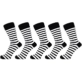 ZAKIRA Finest Combed Cotton Striped Dress Socks for Men, Women - 5 Pack