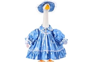 FuWeave Christmas Winter Goose Outfit Fancy Porch Goose Clothes Dress with Wide Hat for Xmas Winter Outdoor Patio Yard(Blue Snowflake,23 Inch)