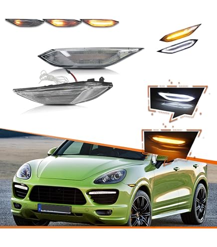 NJSBYL Smoked LED Side Marker Lights For Porsche Cayenne 958 (2015-2019) - White SMD LED Bumper Lamps