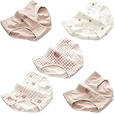 IUYASXM Cute Panties Underwear Strawberry Plaid Design Kawaii Soft Sweet Schoolgirl Japanese 5-Pack Women Girls Teens Briefs