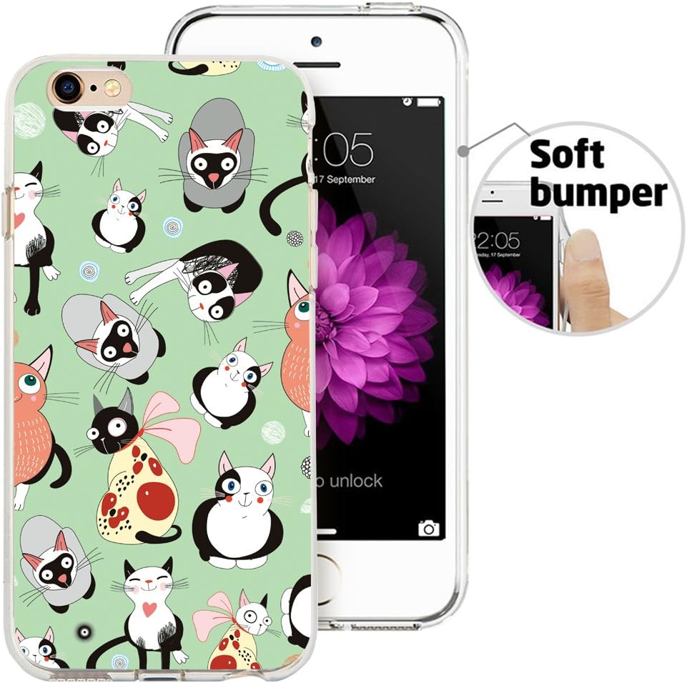 iPhone 6S Plus Case, iPhone 6 Plus Case, Doramifer Illustration Series Protective Case [Anti-Slip] [Good Grip] with Aesthetic 3D Print Soft Back Cover for iPhone 6S Plus/iPhone 6 Plus (Cats Alumni)
