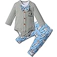 Von kilizo Easter Outfit Baby Boy Gentleman Clothes Romper Radish Pants Rabbit Gentleman Clothes 3pcs Sets