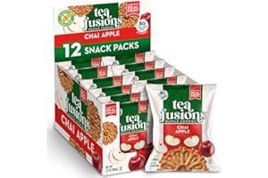 Reko Tea Fusions Waffle Cookies, Chai Apple - Individually Wrapped Single Serve Snack Packs - Thin Italian Pizzelles with No Artificial Flavors or Colors - 5 Cookies per Pack, Box of 12