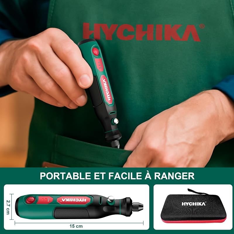 HYCHIKA 3.6V Outil Rotatif Multifonction Sans Fil, 89 Pièces Accessoires pour Perçage, Ponçage, Polissage, Gravure, Mini Perceuse Sans Fil à Vitesse Variable et Chargeur Type-C, Idéal pour DIY projet.