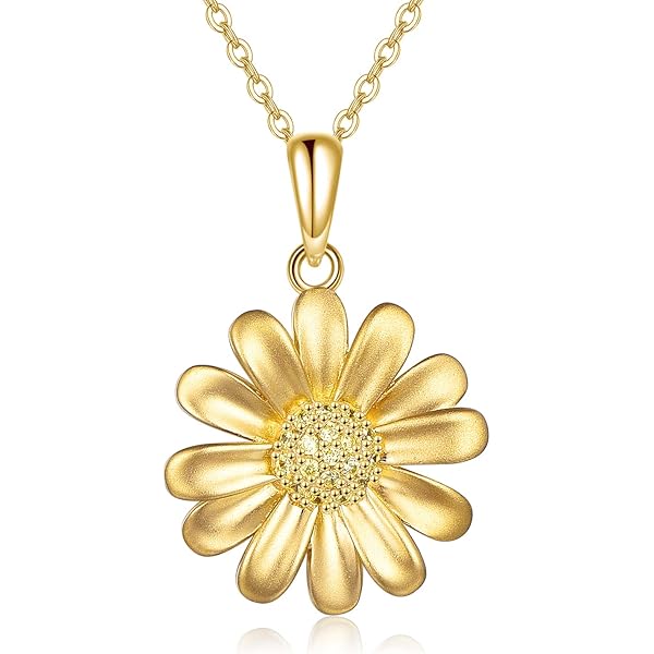 Amazon.com: FYBIOD 14K Gold Daisy Flower Pendant Necklace