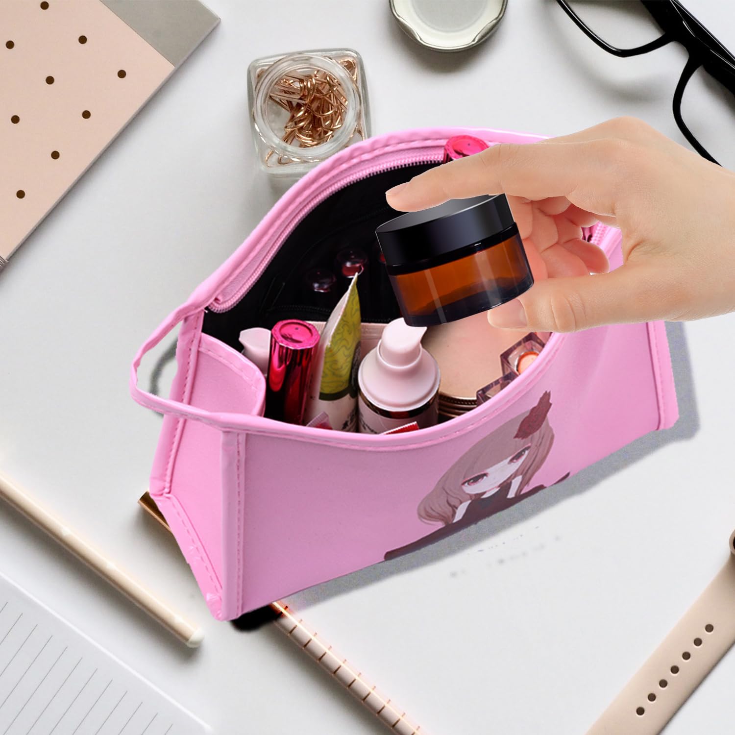 2 oz Amber Glass Jars with Lids,24 Pack 2oz Small Glass Jars with Inner Liners and Black Lids,Travel Jars for Cosmetics Container,Cream Lotion,Body Scrub, Lotion