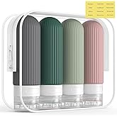 ME.FAN Travel Bottles for Toiletries, TSA Approved 3oz Silicone Journey Size Containers, Portable Split Bottle for Conditioner, Shampoo, Lotion- 4 Pack Morandi