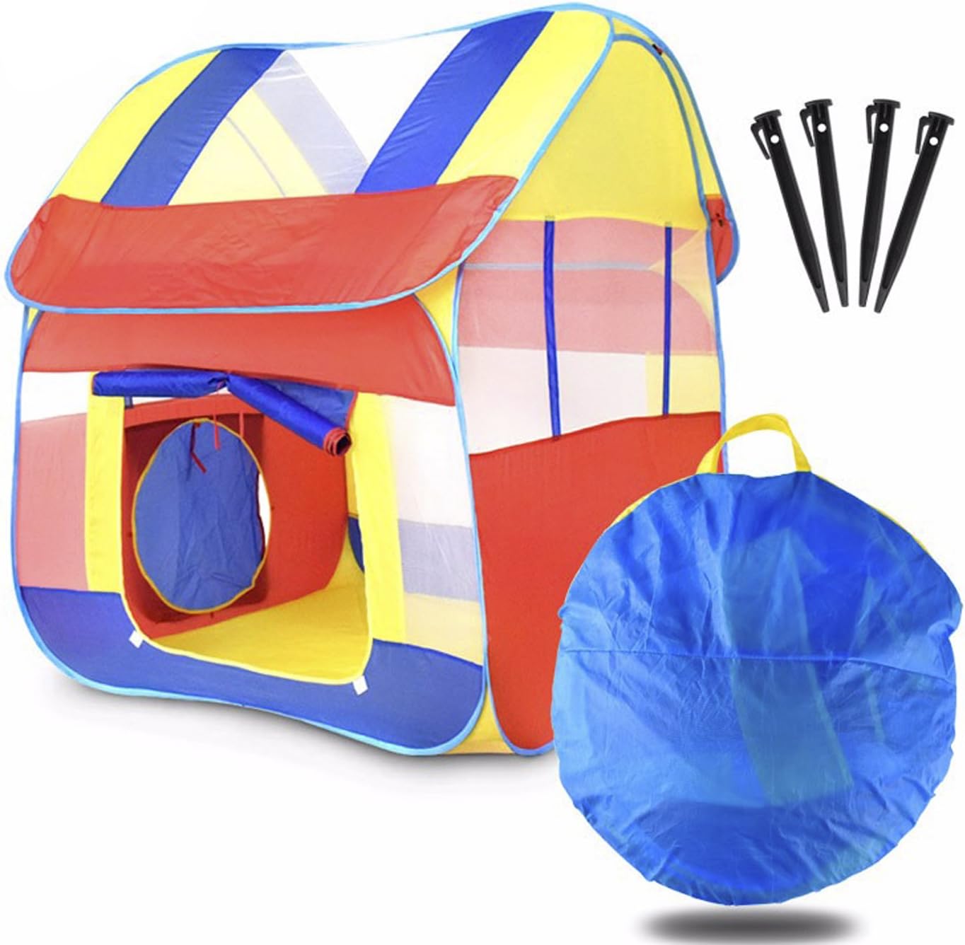 SAKIBO Large Playhouse 3 Kids Play Pop up Tent for Boys Girls Children Outdoor Indoor Camping Playground Games, EZ Setup, Carrying Case, 43''W x 47''D x 51โH