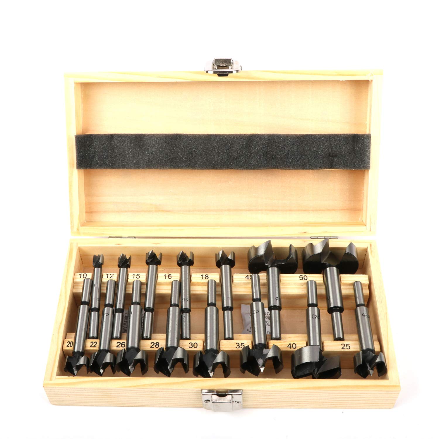 ybaymy 15Pcs Wood Drill Bit Set, 10-50mm Carbon Steel Forstner Drill Bits for Wood, Forstner Drill Bit Set, Hole Cutter Drill Bit Sets, Professional Woodworking Hole Saw Boring Bit