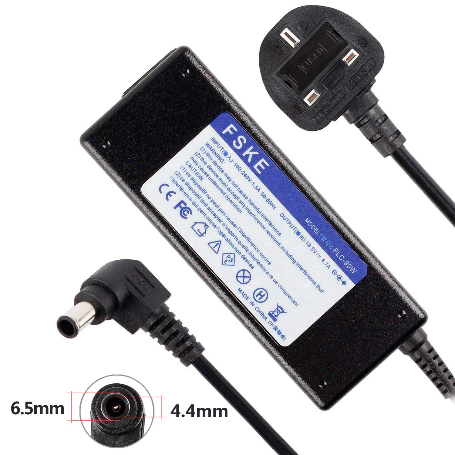 FSKE® 19.5V 4.7A 90W Laptop Charger For SONY Vaio PCG-61611M PCG-71911M VGN  VPC Series AC Adapter, Fits VGP-AC19V33 VGP-AC19V37 VGP-AC19V32 VGP-AC19V31  ...