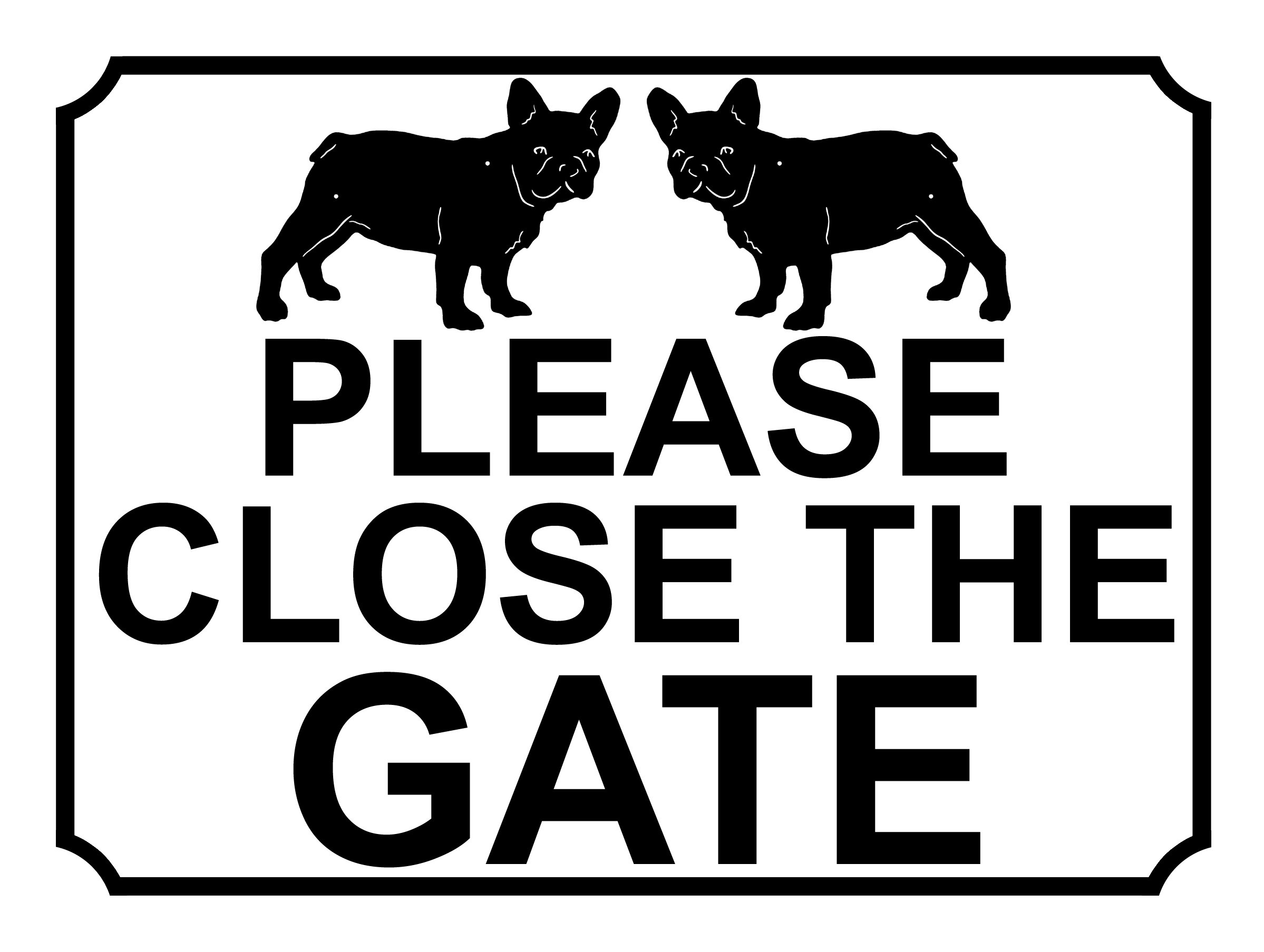 PLEASE CLOSE THE GATE METAL DOG THEME SIGN 150MM X 115MM (165H1S)