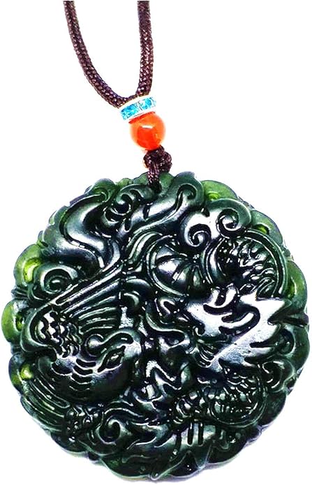 Collar pendiente verde chino negro del dragón del jade de la jadeíta