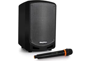 Pyle Portable Bluetooth PA Speaker System - Indoor Outdoor Karaoke Sound System w/Wireless Mic, Audio Recording, Rechargeable Battery, USB/SD Reader, Stand Mount, for Party, Crowd Control - Pyle