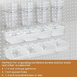 Yookeer 20 Pcs Pegboard Bins and Cups with Hooks