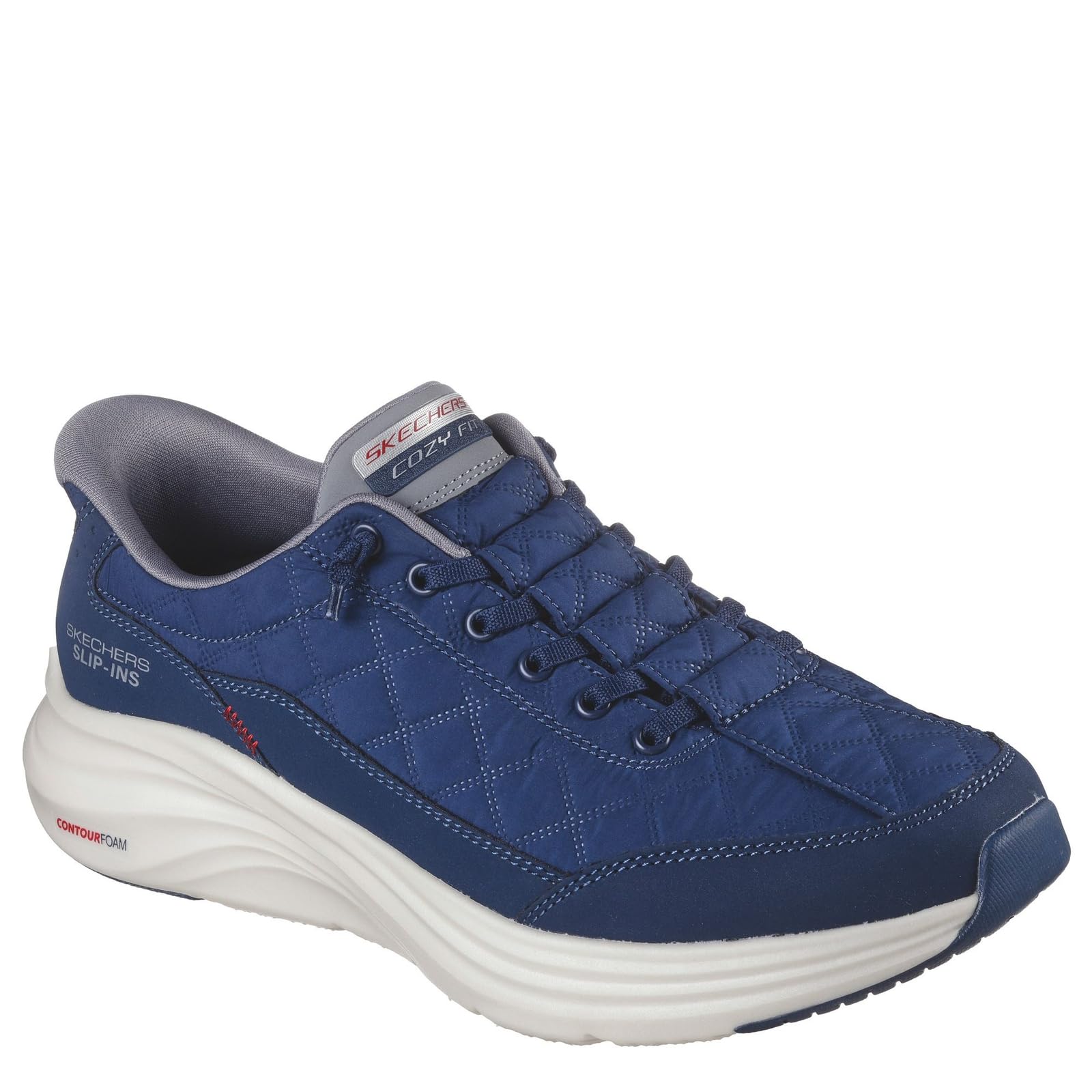 Skechers Men's Contour Foam Cozy Fit Hands Free Slip-in Sneaker,Navy/Gray,16 Wide Image