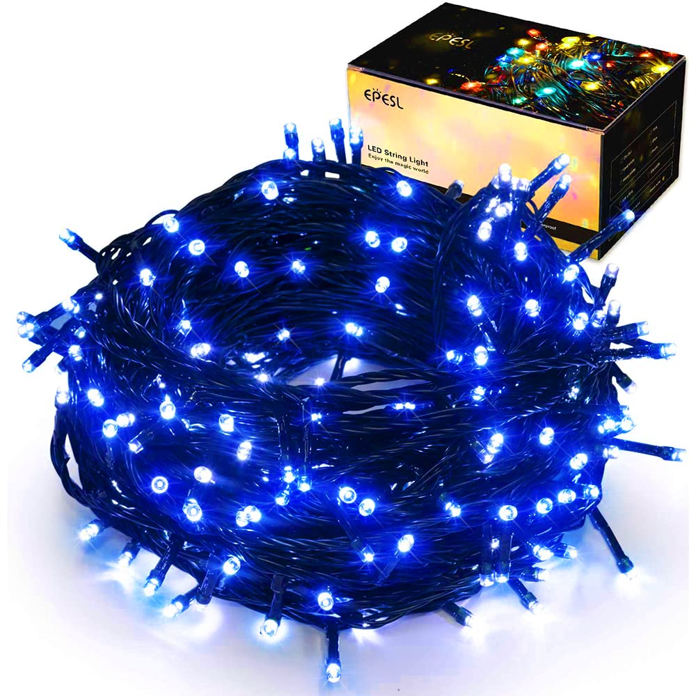 Christmas Lights Blue - 35m/115ft 320 LEDs Memory Function 8 Modes End to End Plug Extendable Waterproof Outdoor Indoor Decorations Fairy String Lights for Xmas Tree/Party/Patio/Home/Garden/Halloween