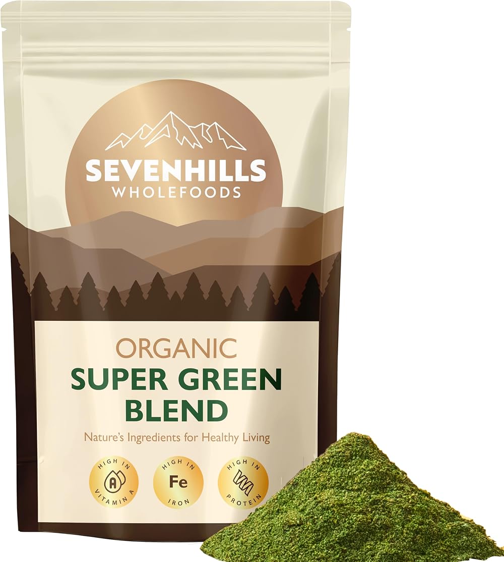 Sevenhills Wholefoods Organic Super Greens 400g with Spirulina & Chlorella