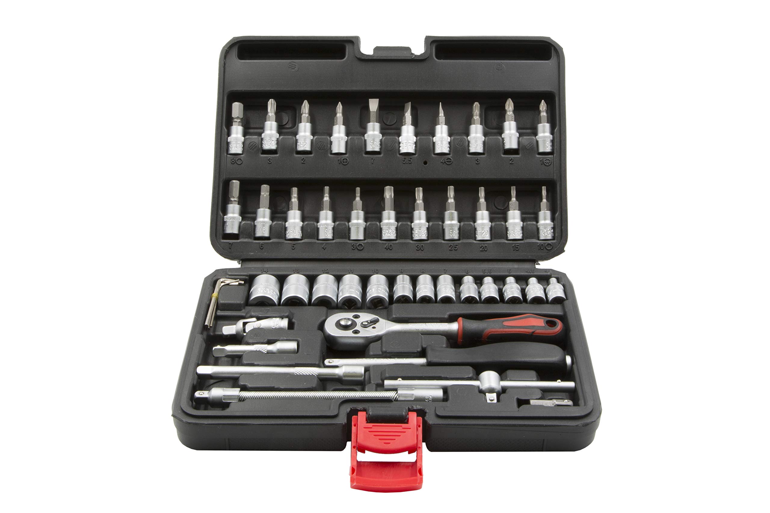 KRINO 64230008 Set 46 Pieces Socket and Inserts, Black