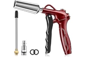 JASTIND Retro Red Air Blow Gun with Powerful Blast Air Nozzle, High Volume Air Blower Gun Kit w/4.9 Inch Steel Extension & 1/4" Quick Plug, Air Gun Air Compressor Attachments for Dust Clean