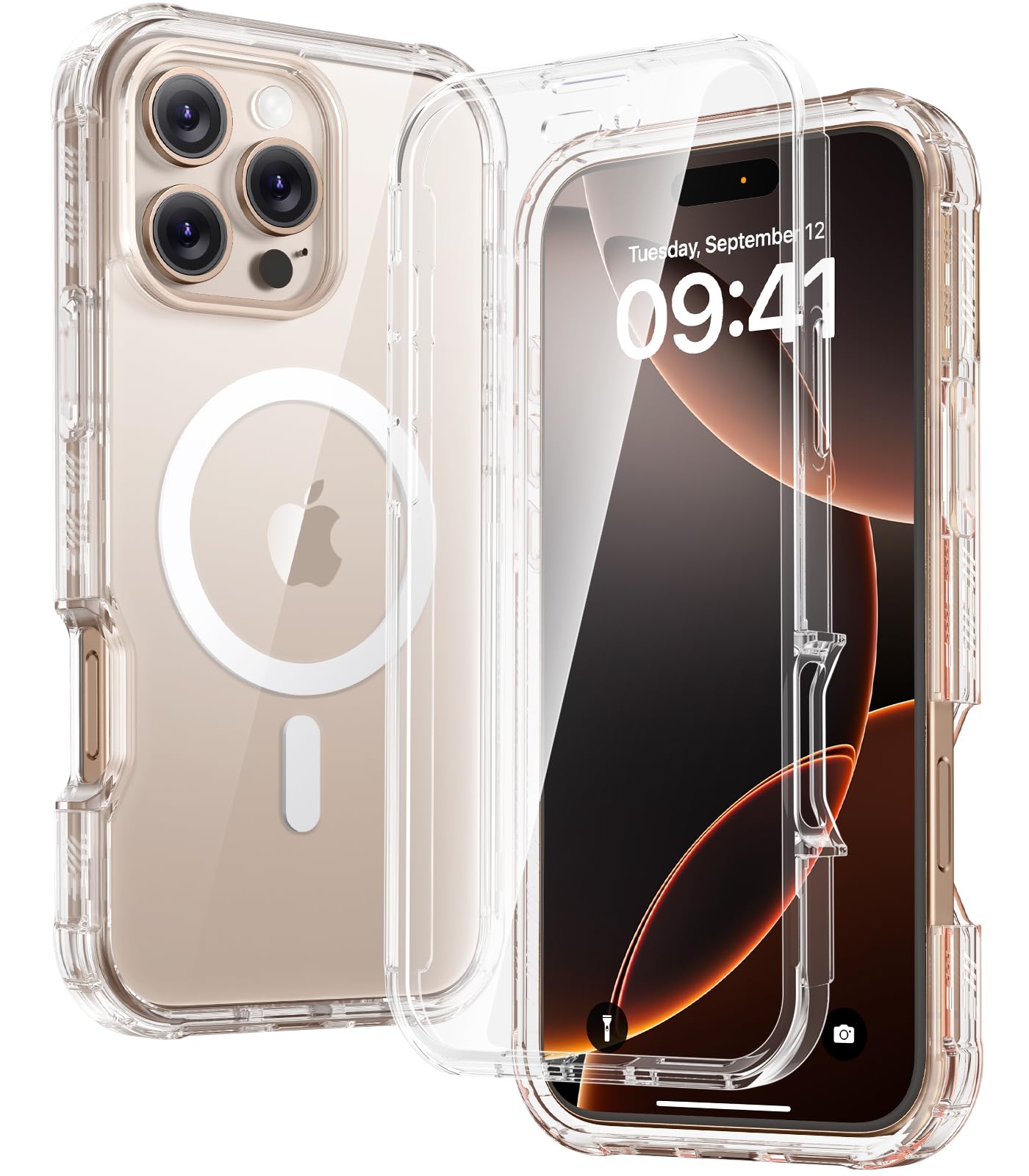 Photo 1 of Diaclara Designed for iPhone 16 Pro Max Case, Full Body Rugged with Touch Sensitive Anti-Scratch Screen Protector, Compatible with MagSafe, Soft TPU Bumper Case for iPhone 16 Pro Max 6.9'', Clear