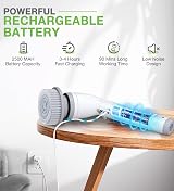 Luctry Electric Spin Scrubber Cordless Adjustable Extension Arm 4 Brush Heads view 6