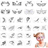 Twpribarn 28 Pcs Face Paint Stencils Kit - Reusable Face Tattoo & Body Makeup Painting Templates for Kids & Adults - Mix01