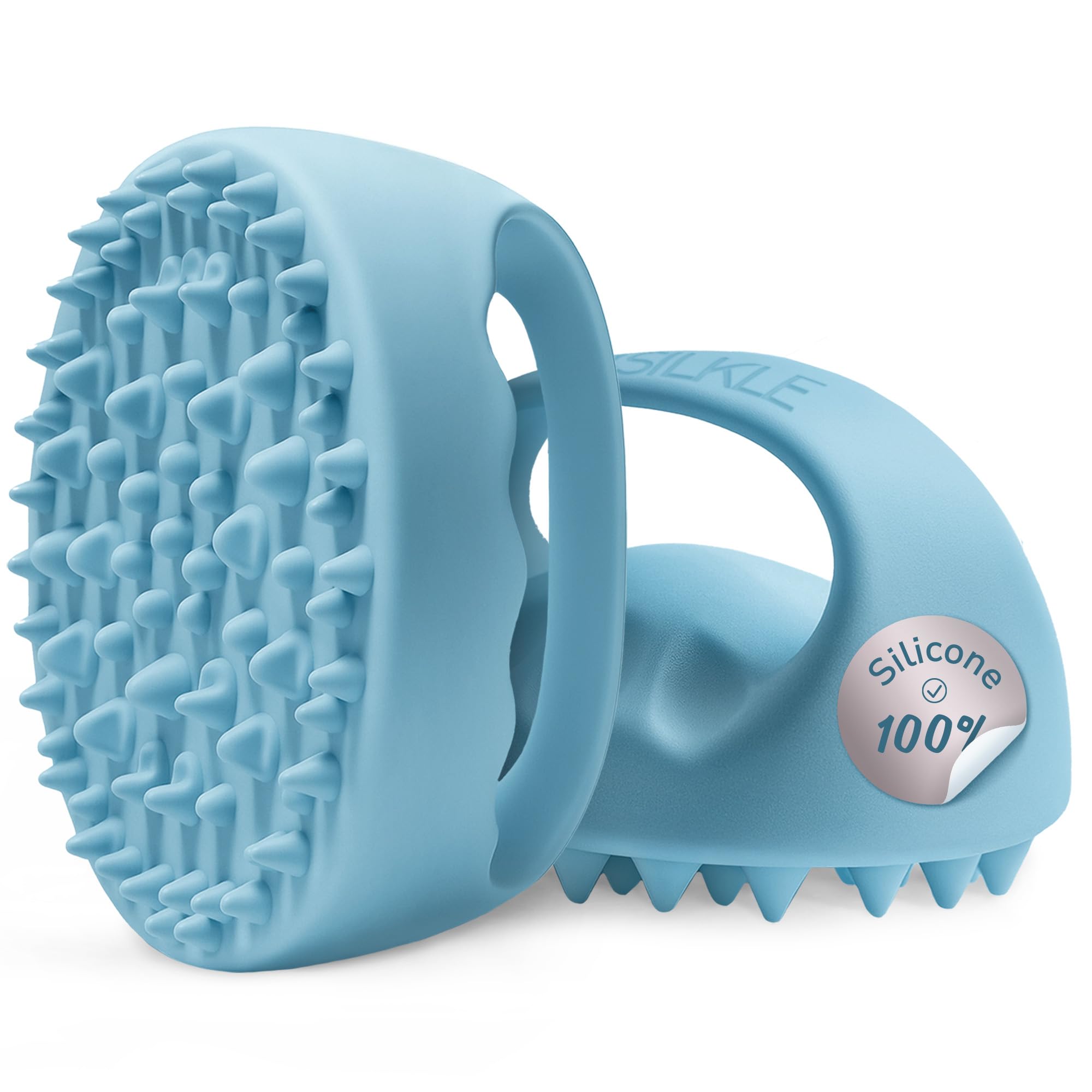 Photo 1 of SILKLE Anti-Cellulite Silicone Massager Brush - Deep Tissue Body Scrubber for Cellulite Remover, Skin Firming & Lymphatic Drainage - Exfoliating Massage Tool with Grip Handle for Legs & Body - Blue