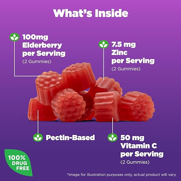 NATROL ELDERBERRY 100MG GUMMIES FOR IMMUNE HEALTH SUPPORT, 60 BERRY-FLAVORED GUMMIES, 30 DAY SUPPLY