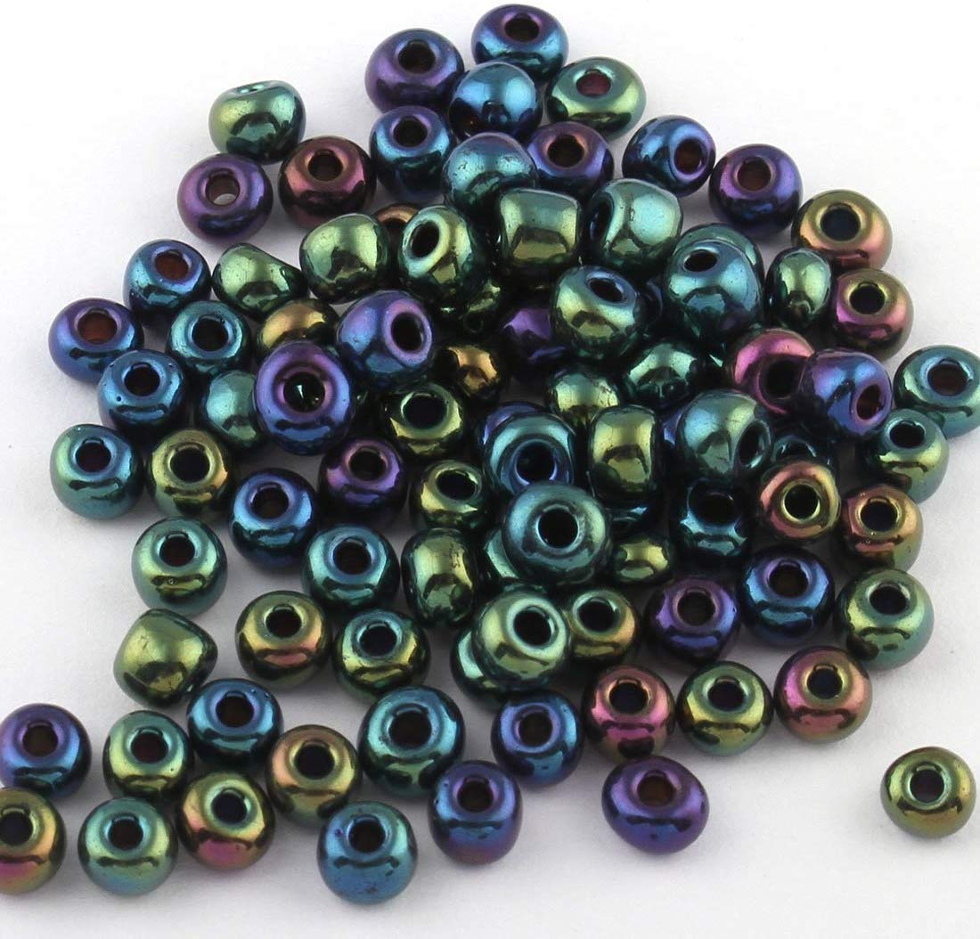 Perlin Seed Beads Glass Beads Indian Beads Seed Beads Pony Beads 3 mm Metallic Colour 8/0 Round Mini Bead Seed Beads 3300 Pieces (Green Blue)