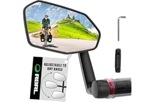 RBRL Bicycle Mirror, Extra Large Bike Mirror, 360° Adjustable Shatterproof and Durable Bar End Rear View Mirror Bicycle, Side Mirrors for E-Bike (Left)