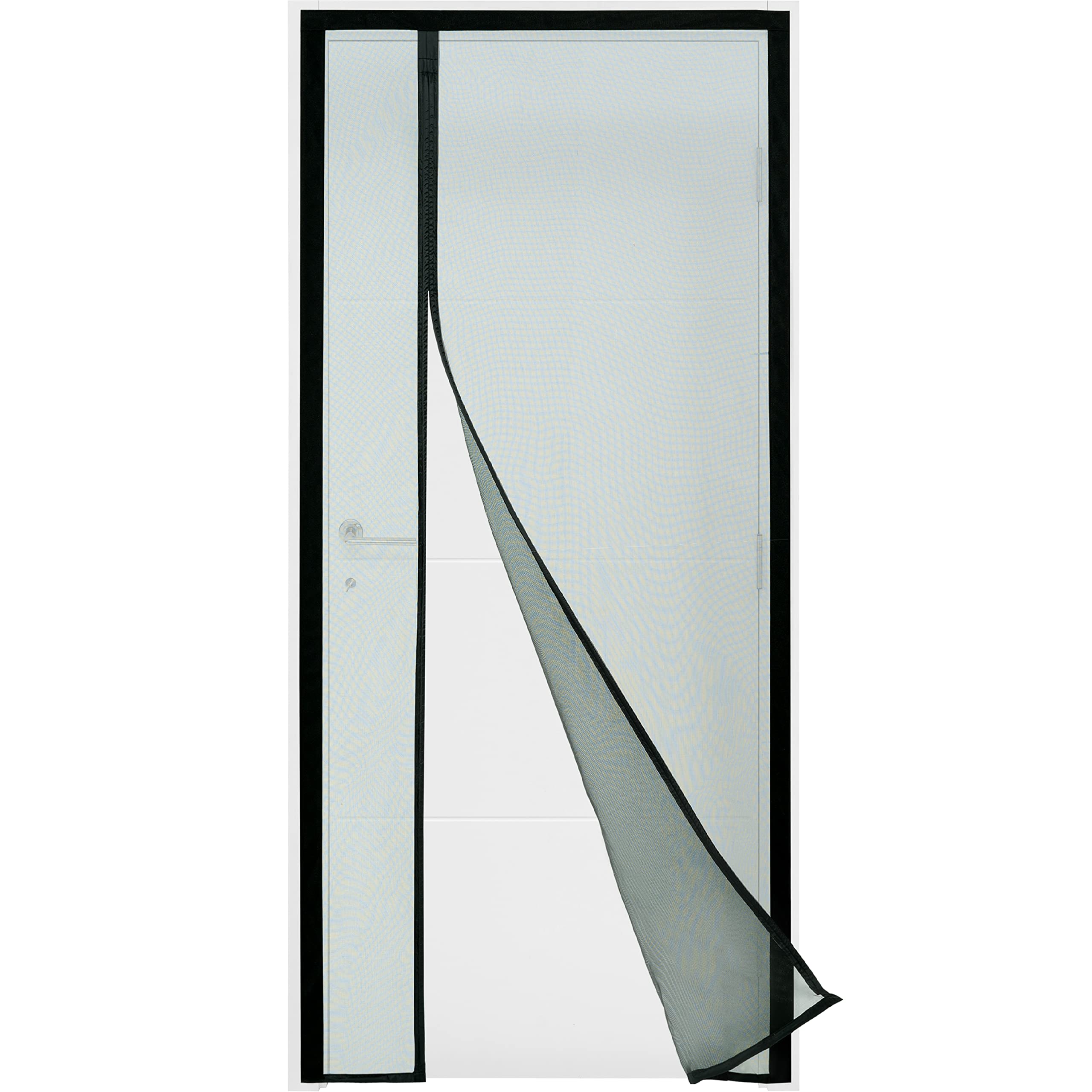 ARCOL Magnetic Mosquito Net for Doors - Window Door Mosquito Net with Side Opening for Doors with Handle - Magnetic Mosquito Nets for Doors and Windows with Single Powerful Magnet (85 x 215 cm, Black)