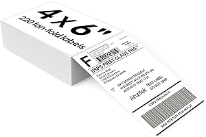Airuntek 4x6 Thermal Labels, 220 Fanfold Labels, Perforated & Strong Adhesive, Compatible with Direct Thermal Printers for USPS UPS FedEx DHL Address Shipping Label