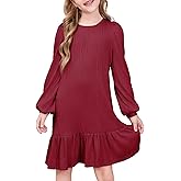 blibean Teen Girls Fall Dresses Kids Long Sleeve Boho Dress Size 6-15 Years