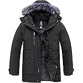wantdo Men's Big and Tall Winter Coat Warm Long Puffer Jacket Thicken Snow Parka Outerwear with Removable Hood