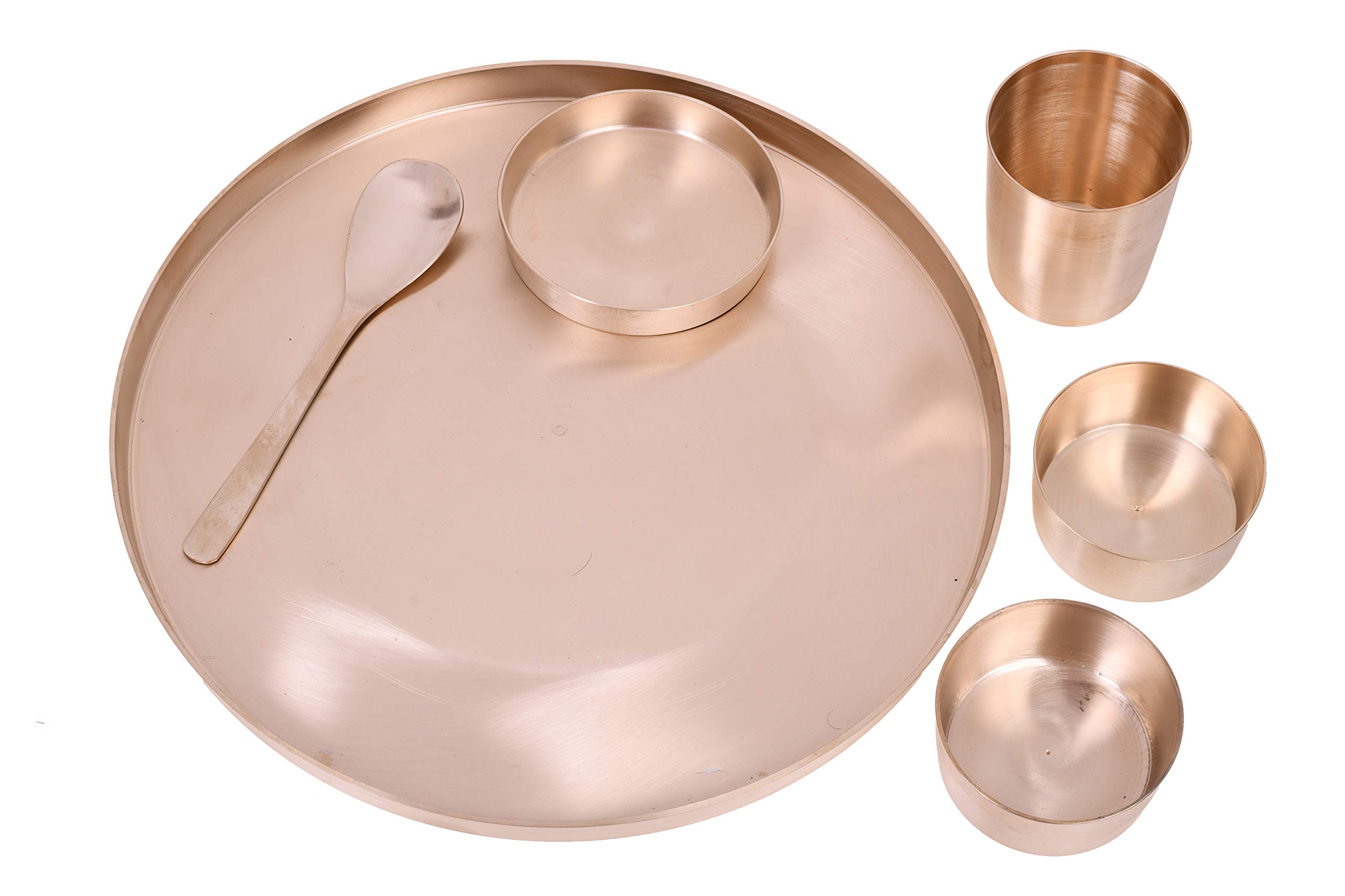 De Kulture Ayurveda Pure Kansa Bronze Dinner Thali Set for Good Health(Matt), 6 Pieces