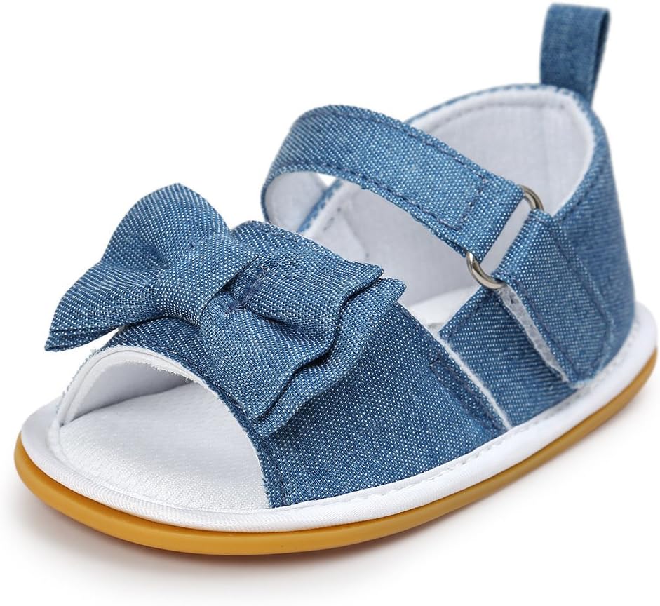 myppgg Toddler Baby Boys Girls Bowknot Sandals Soft Sole Cotton Crib First Walkers Shoes