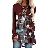 MARSVOVO Women's Long Sleeve Cat Sweatshirt Pullover Cute Cats Lover 3D Graphic Sweatshirts Crewneck Casual Loose Shirts