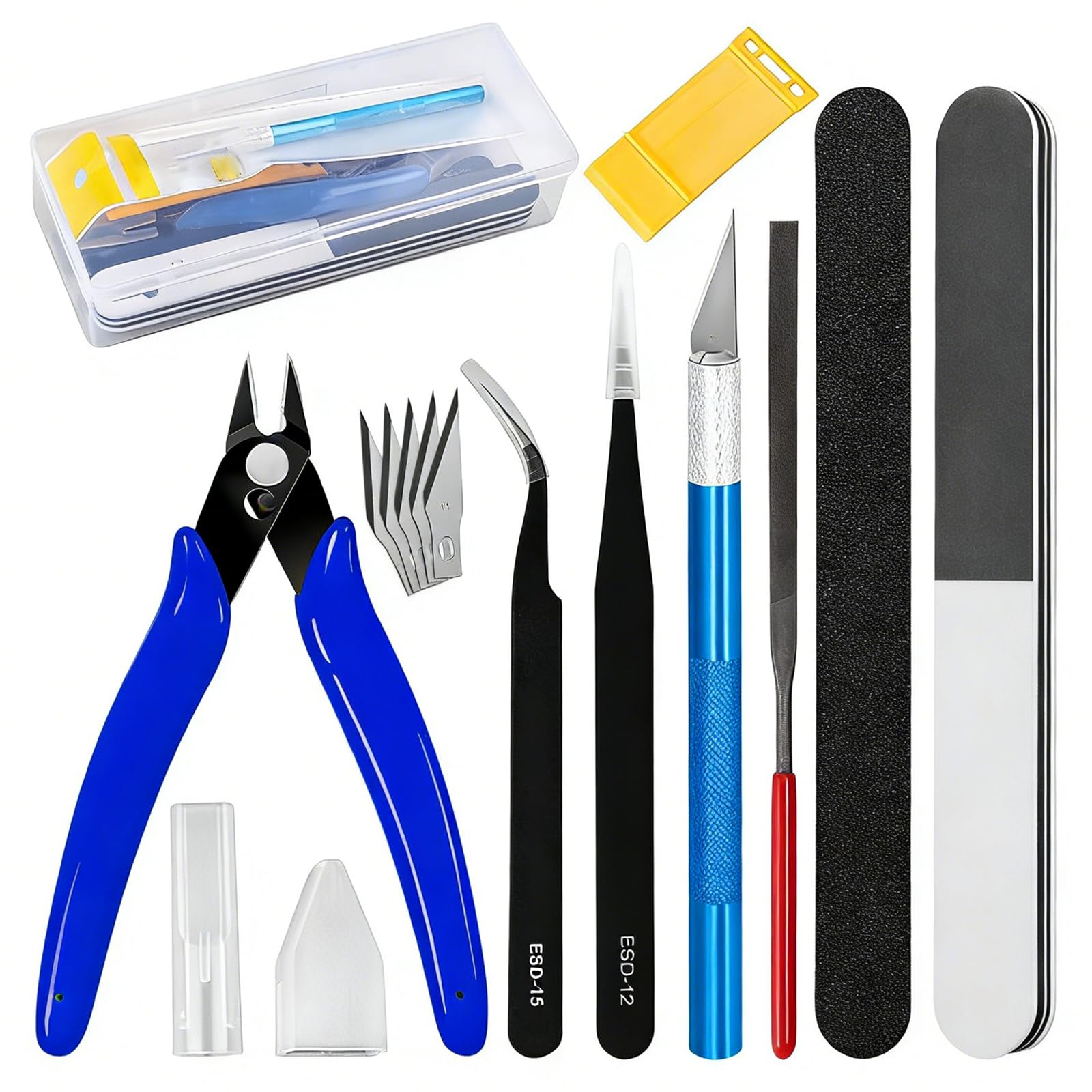 Model Tools Kit Hobby, 14 PCS Model Making Tools Kit Gundam Building, Beginner Hobby Model Car Models Miniature Assembly Repair and Crafting with Storage Box